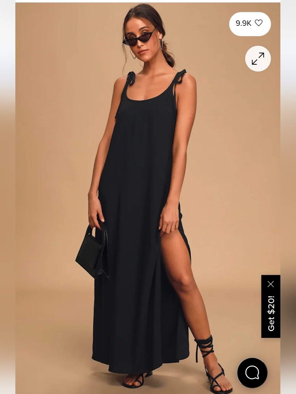 Black Tie-Shoulder Maxi Swim Cover-Up Dress